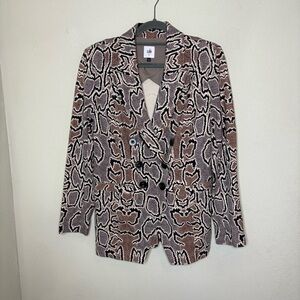CAbi Snake Print Blazer - Gray and Brown and Black Size 6